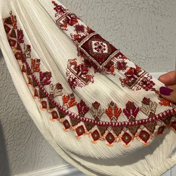 Free People Ariana White and Red embroidered tunic top size X Small - Picture 8 of 13